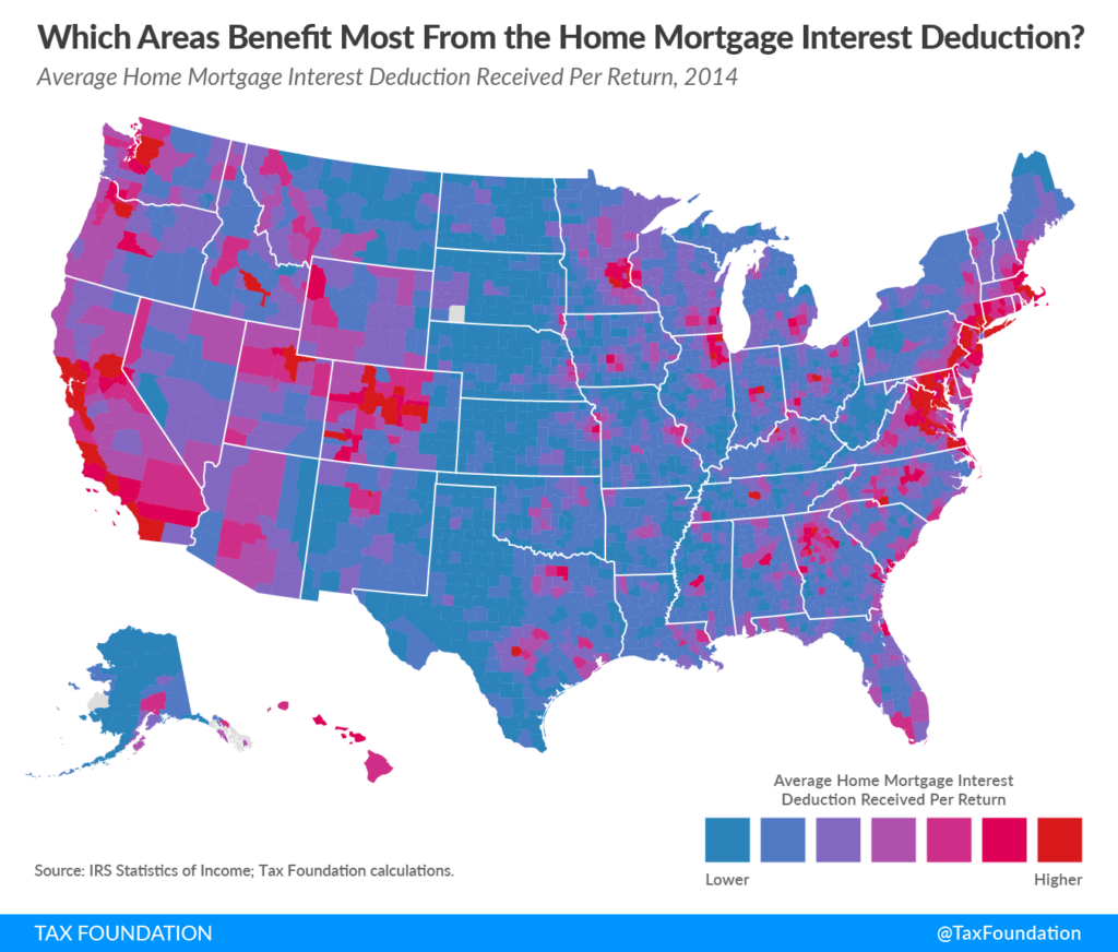 Tax reform and real estate: Map of mortgage interest deduction by county